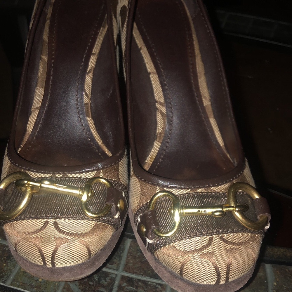 Coach brown wedge heel